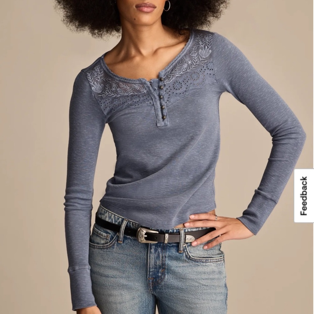 NWT Lucky Brand Lace Henley